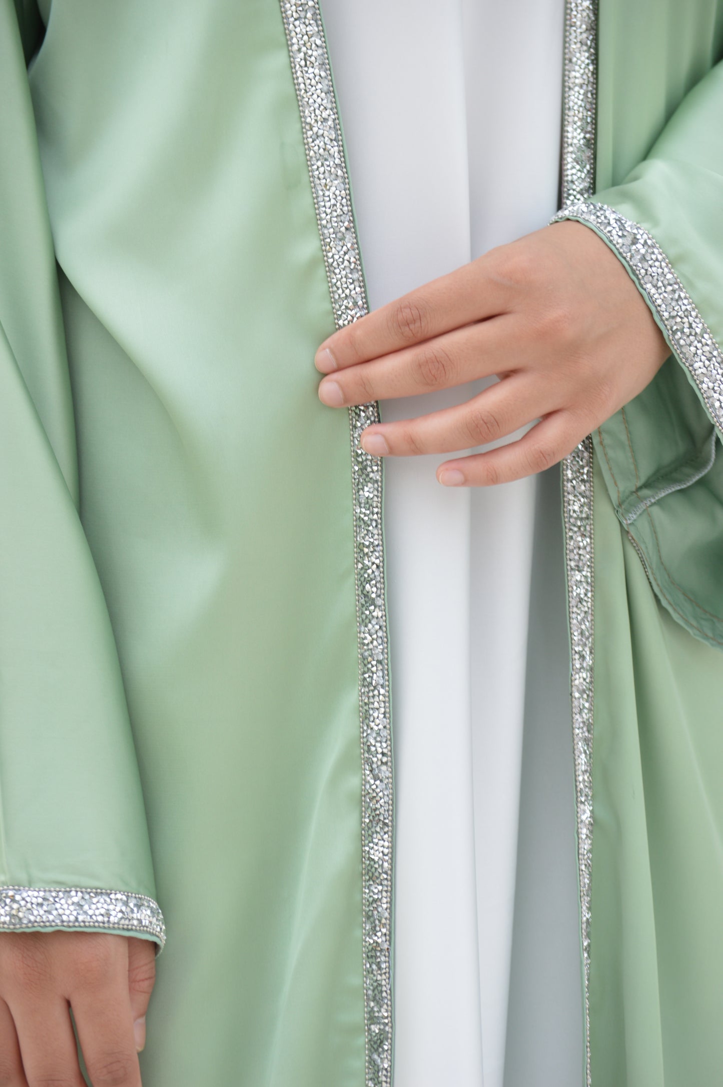 Rhinestone Lined - Satin Abaya