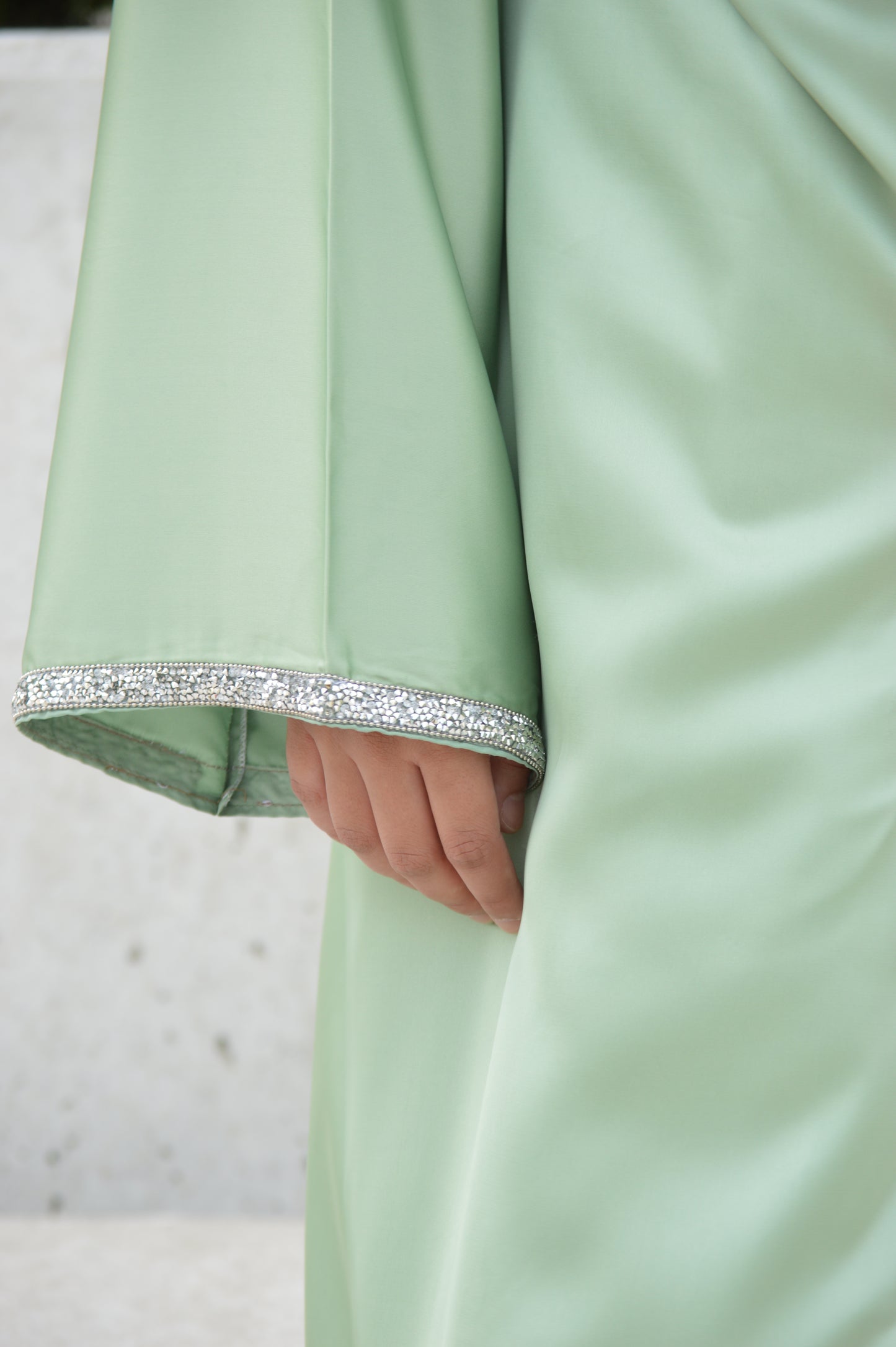 Rhinestone Lined - Satin Abaya