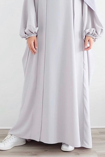 Dove Grey Elastic Sleeve Abaya