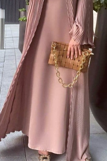 Luxury Pleated Abaya - Blush