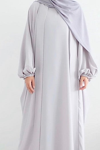 Dove Grey Elastic Sleeve Abaya