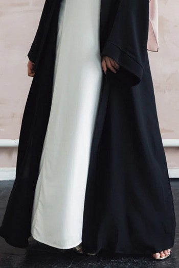 abaya ouverte devant rose