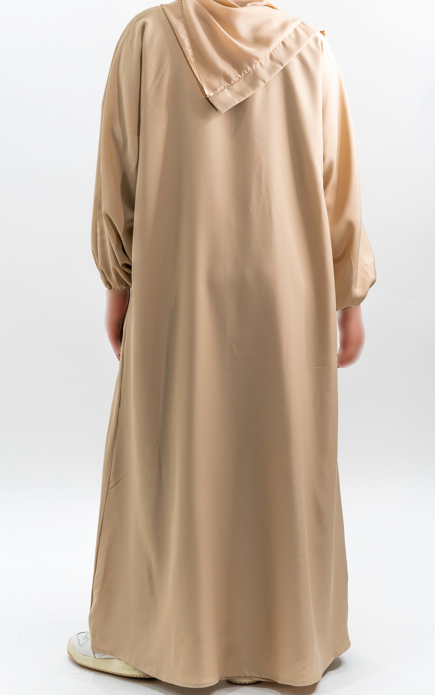 Cuff-Sleeved Open Front Abaya - Antique White