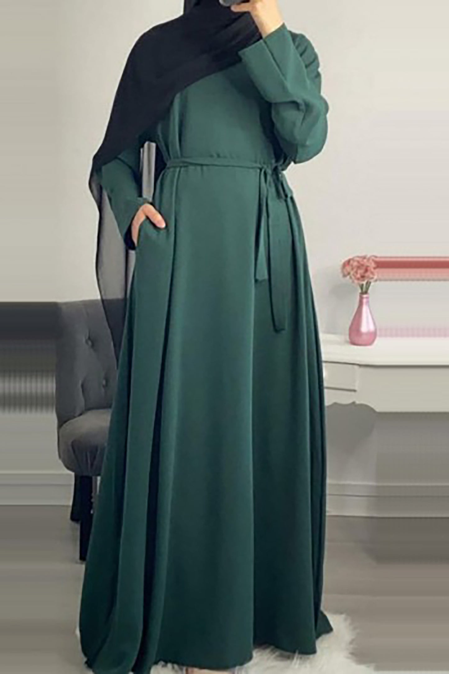 green abaya dress