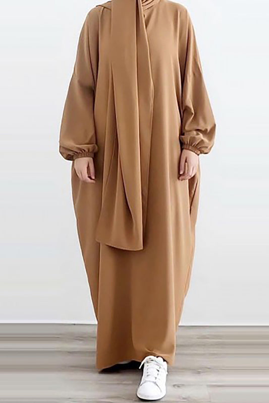 abaya unie ample marron rouille