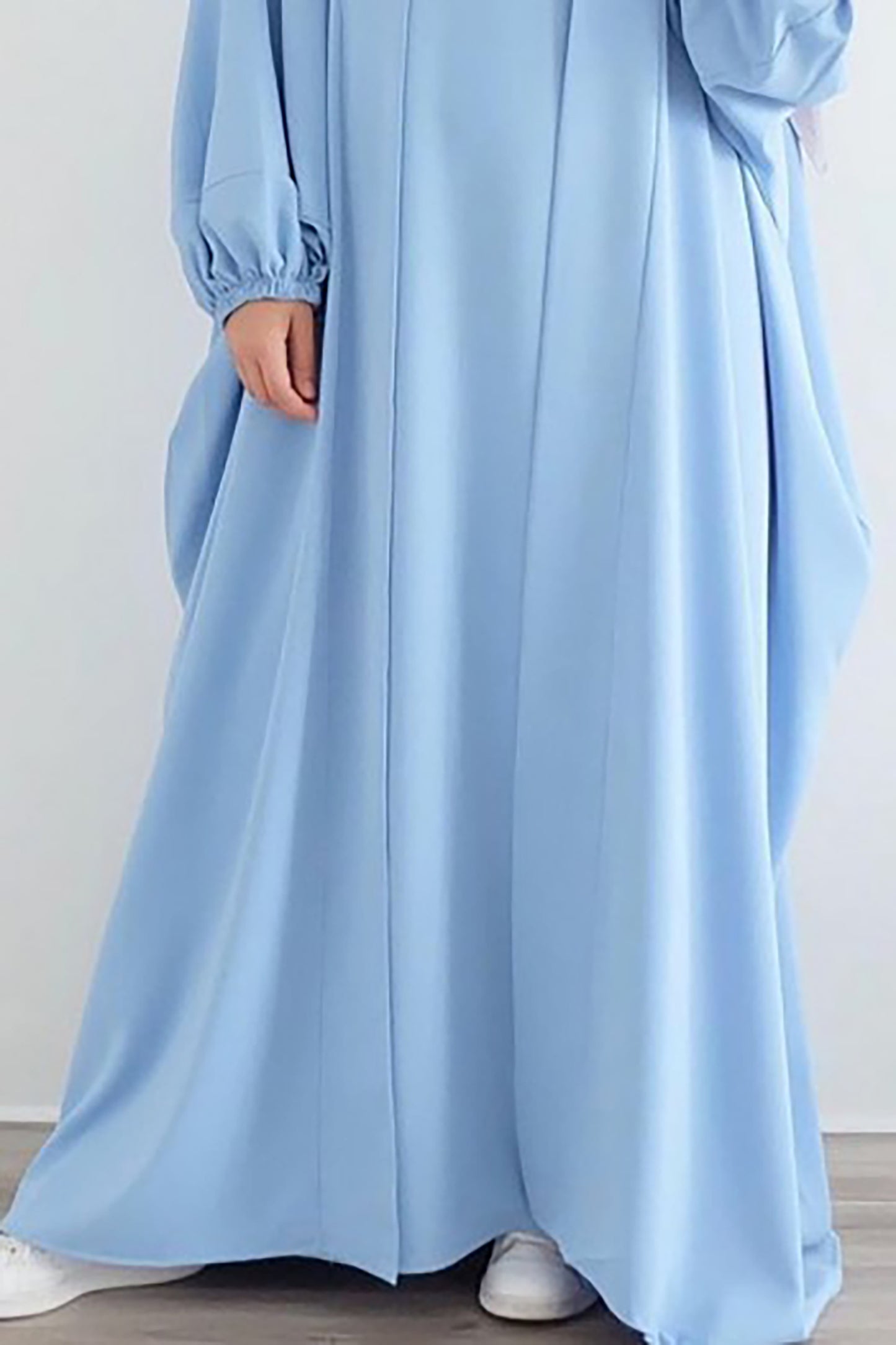 baby blue elastic sleeve abaya