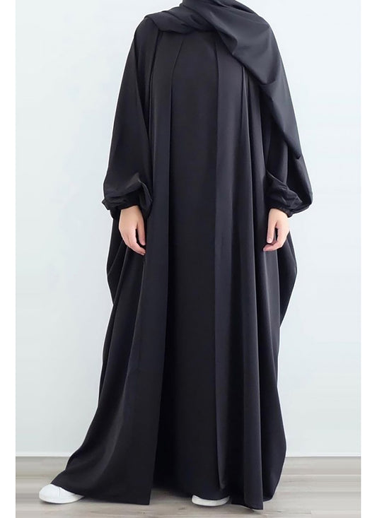 black elastic sleeve abaya