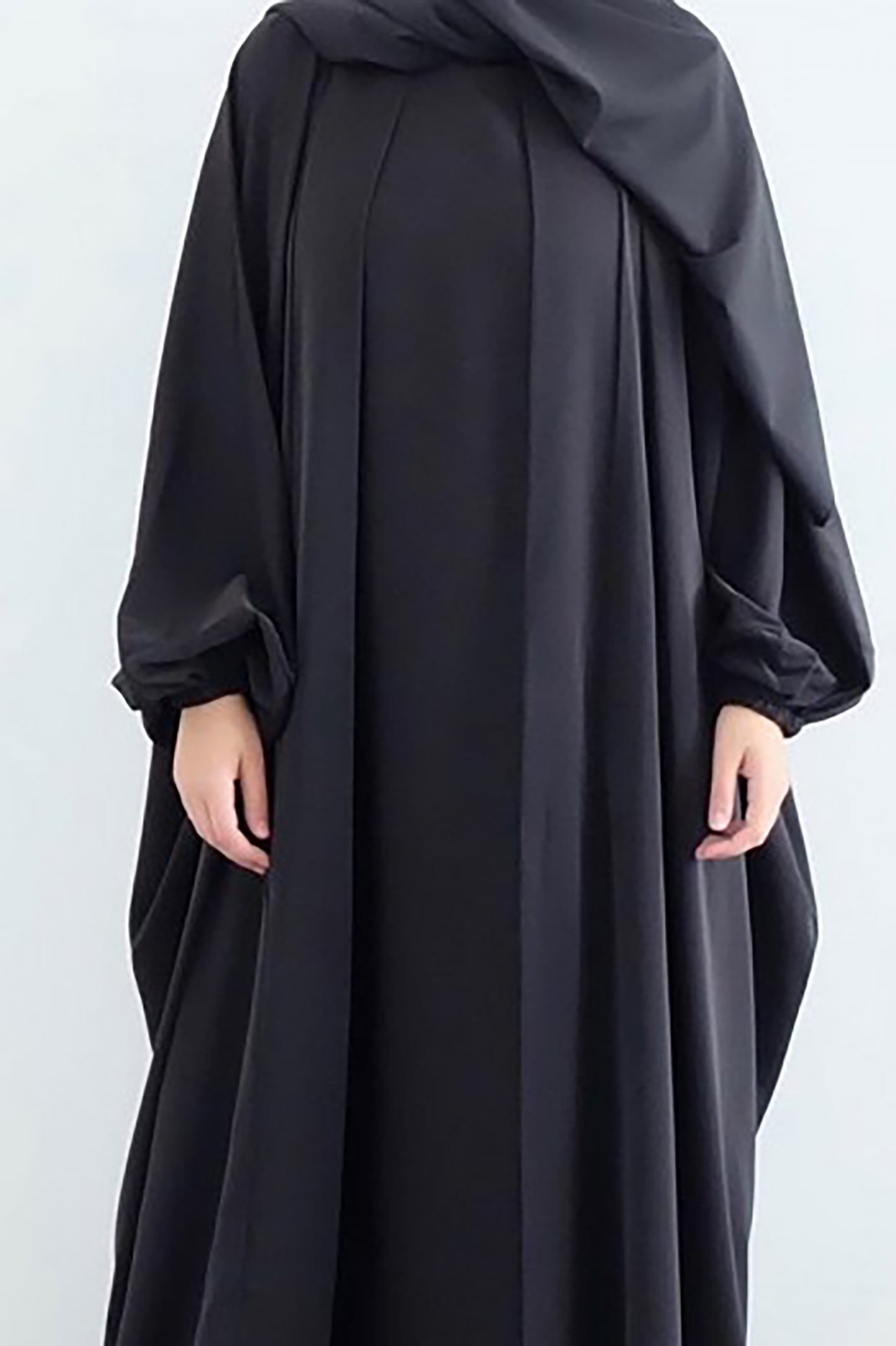 abaya noire à manches élastiques