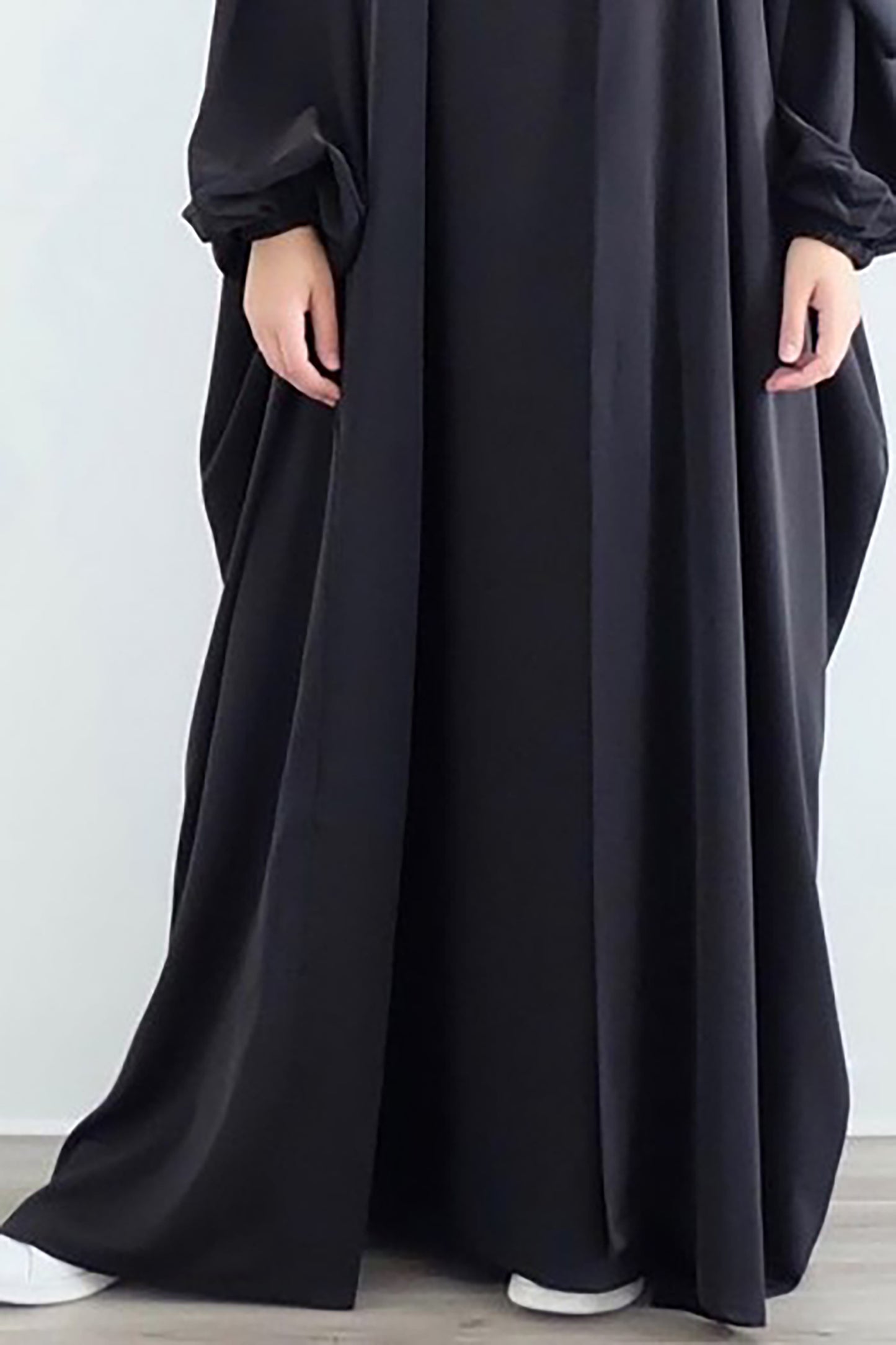 abaya noire à manches élastiques