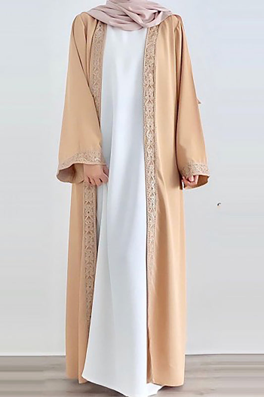 gold open front abaya